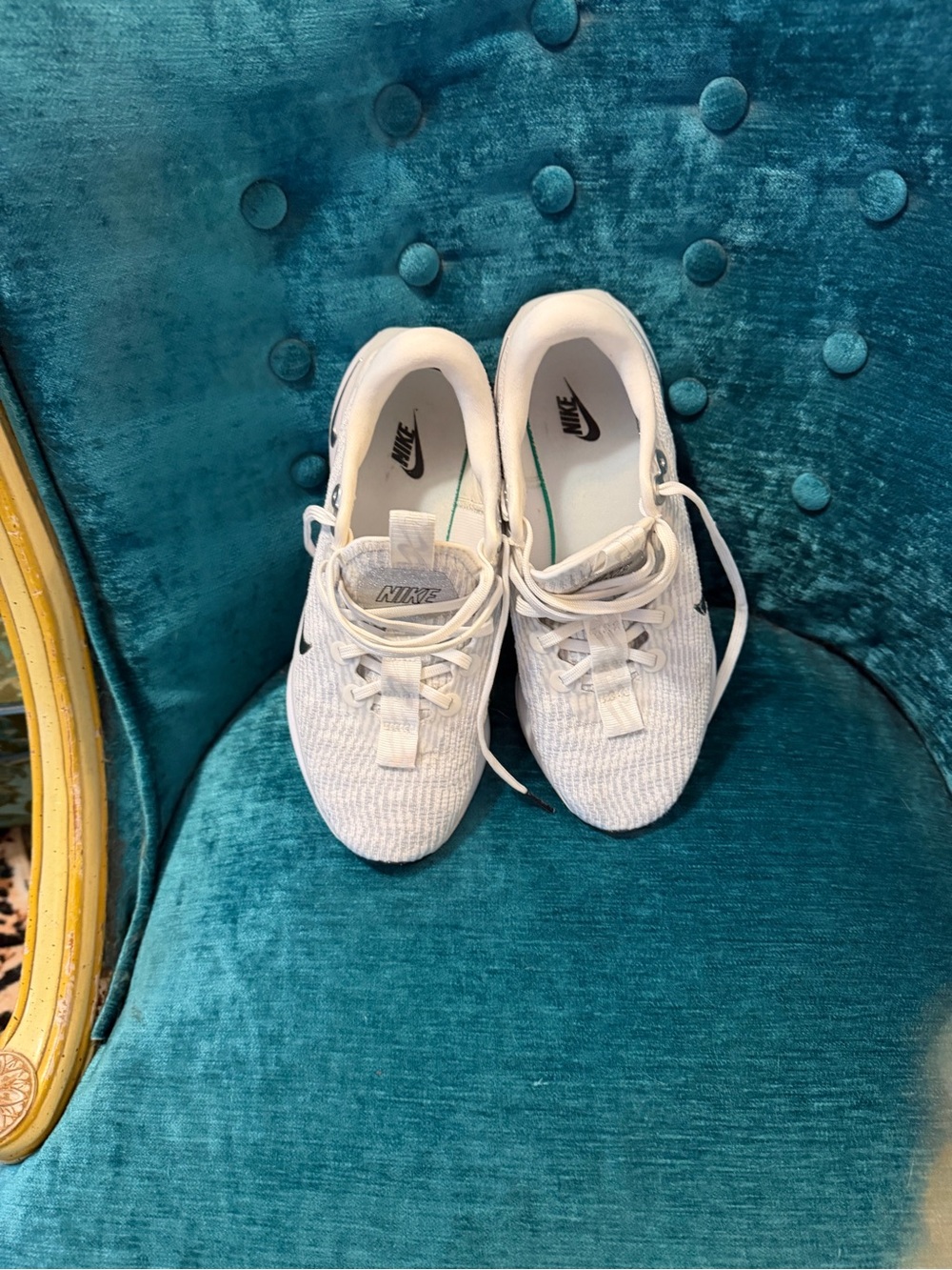 Nike White/Silver Swoosh womens Athletic Sneakers - Picture 8 of 10